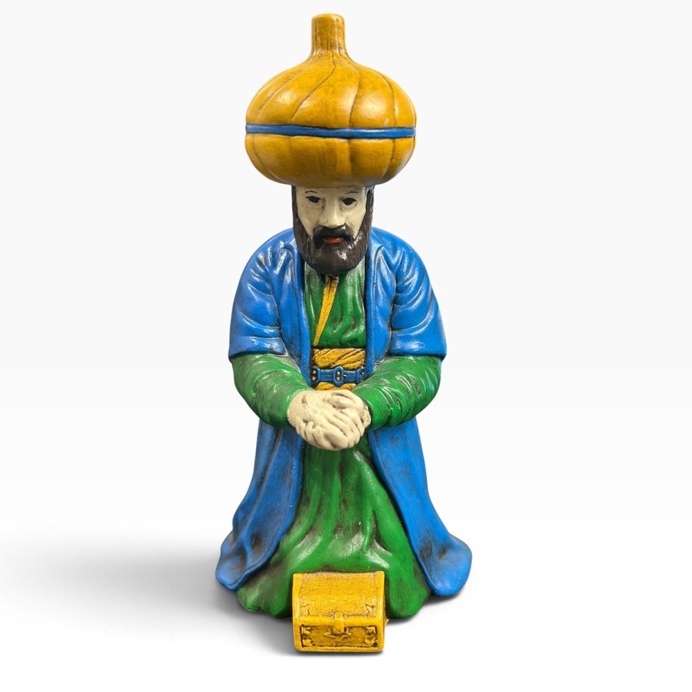 Vintage 1970s Holland Mold Nativity Wise Man Kneeling Ceramic Figurine 7inches